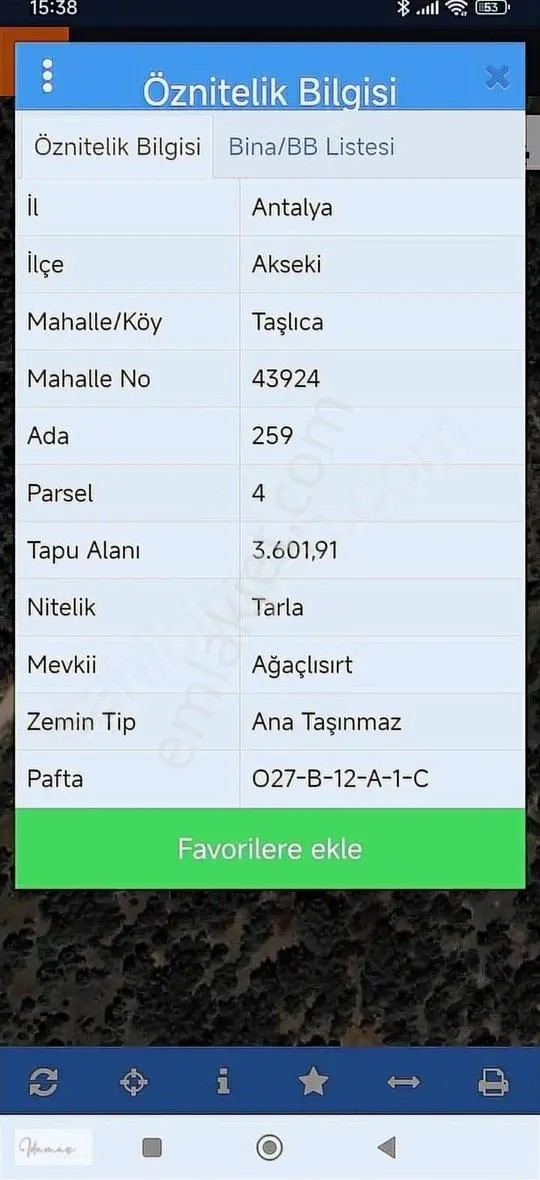 İdamax,tan Akseki Taşlıca,da Satılık Tarla