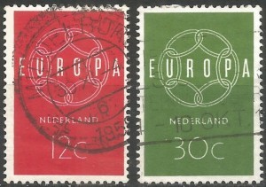 HOLLANDA 1959 DAMGALI AVRUPA CEPT SERİSİ