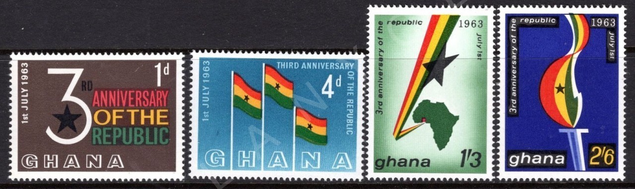 GHANA 1963 DAMGASIZ CUMHURİYETİN 3.YILI SERİSİ
