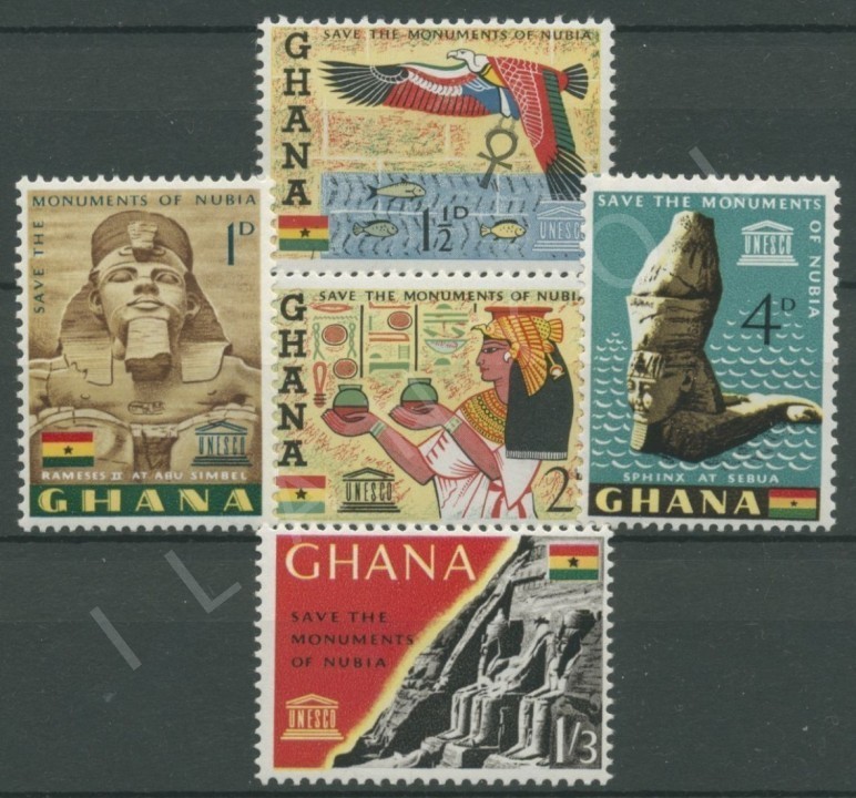 GHANA 1963 DAMGASIZ (ŞARNİYERLİ)NÜBYE ANITLARINI KORUMA SERİSİ
