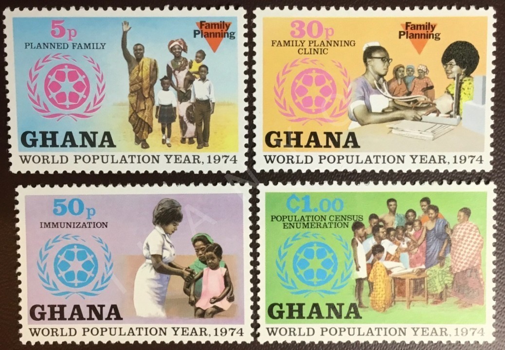 GHANA 1974 DAMGASIZ (ŞARNİYERLİ)DÜNYA GENÇLİK YILI SERİSİ