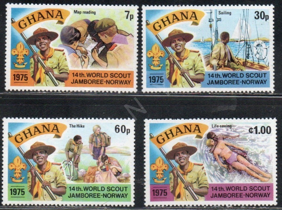 GHANA 1976 DAMGASIZ (ŞARNİYERLİ)PHİLADELPHİA INTERPHIL-76 ULUSLAR ARASI PUL SERGİSİ SERİSİ